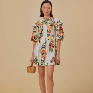 Farm Rio off white garden organic mini dress xl